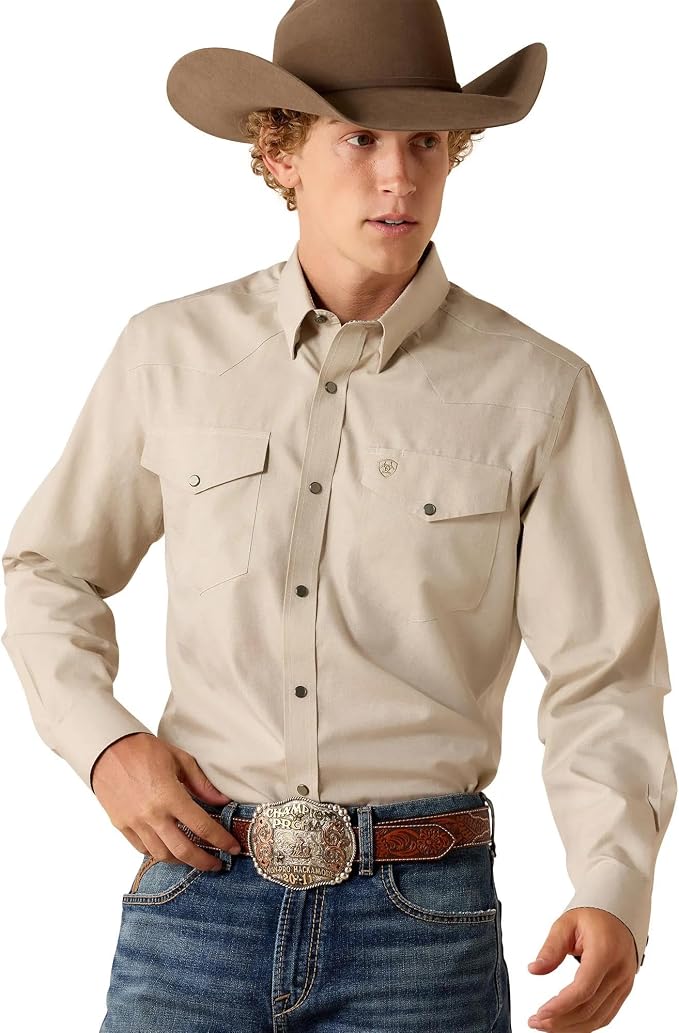 Ariat Men's Wrinkle Free Pinpoint Oxford Fitted Snap Shirt, 10071105
