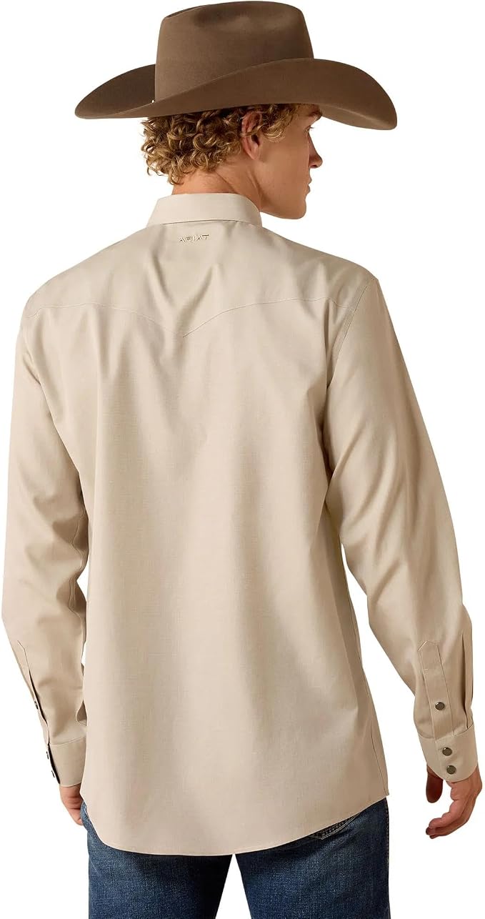 Ariat Men's Wrinkle Free Pinpoint Oxford Fitted Snap Shirt, 10071105