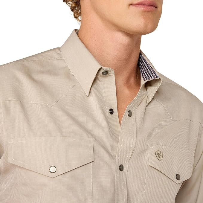 Ariat Men's Wrinkle Free Pinpoint Oxford Fitted Snap Shirt, 10071105