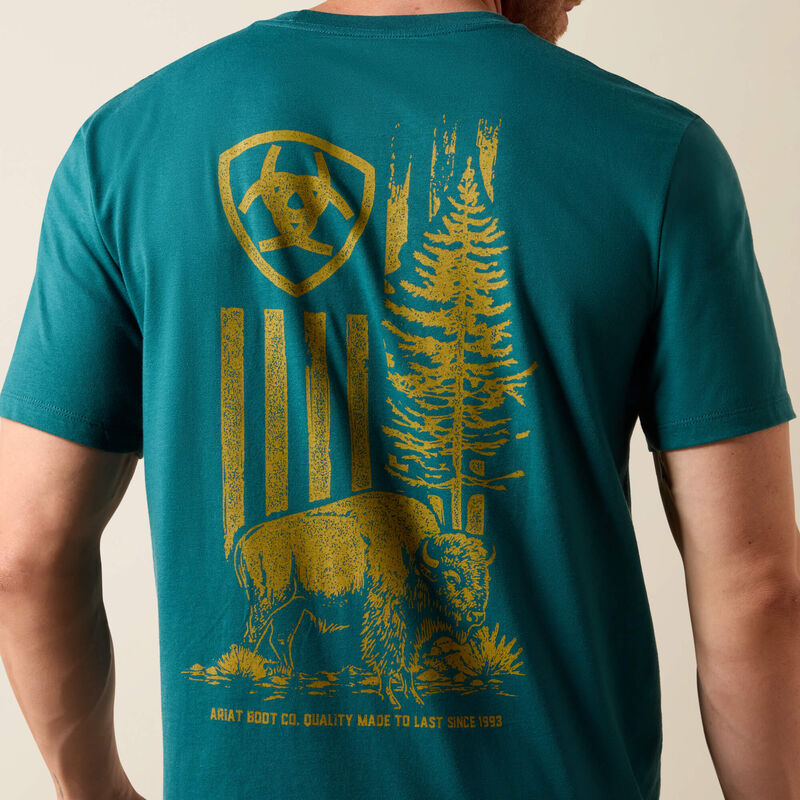 Ariat Men's Bison Wander Flag Classic Fit T-Shirt, 10073412