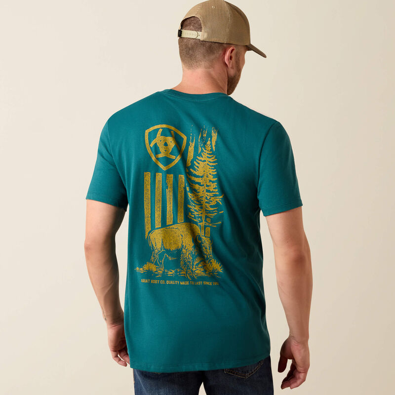 Ariat Men's Bison Wander Flag Classic Fit T-Shirt, 10073412