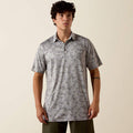 Ariat Men's All Over Print Heathered Fitted Polo, Sky Rocket Camo 10073436