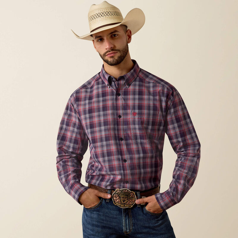 Ariat Men's Pro Series Blaze Classic Fit Shirt, Evening Blue Plaid 10073563