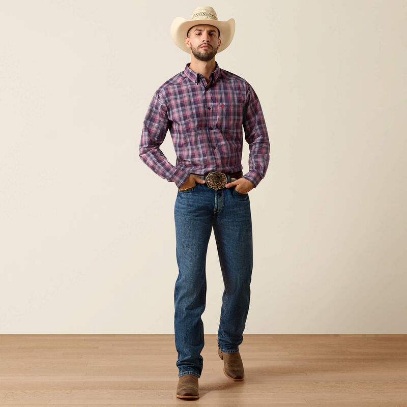 Ariat Men's Pro Series Blaze Classic Fit Shirt, Evening Blue Plaid 10073563