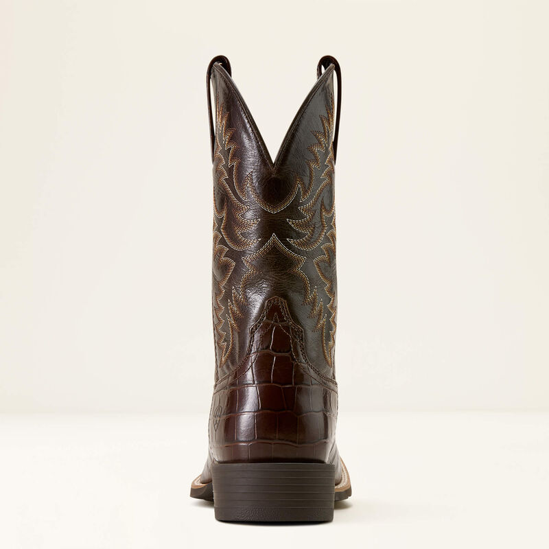 Ariat Men's Sport Latigo Wide Square Toe Cowboy Boot Chocolate Croc Print, 10074167