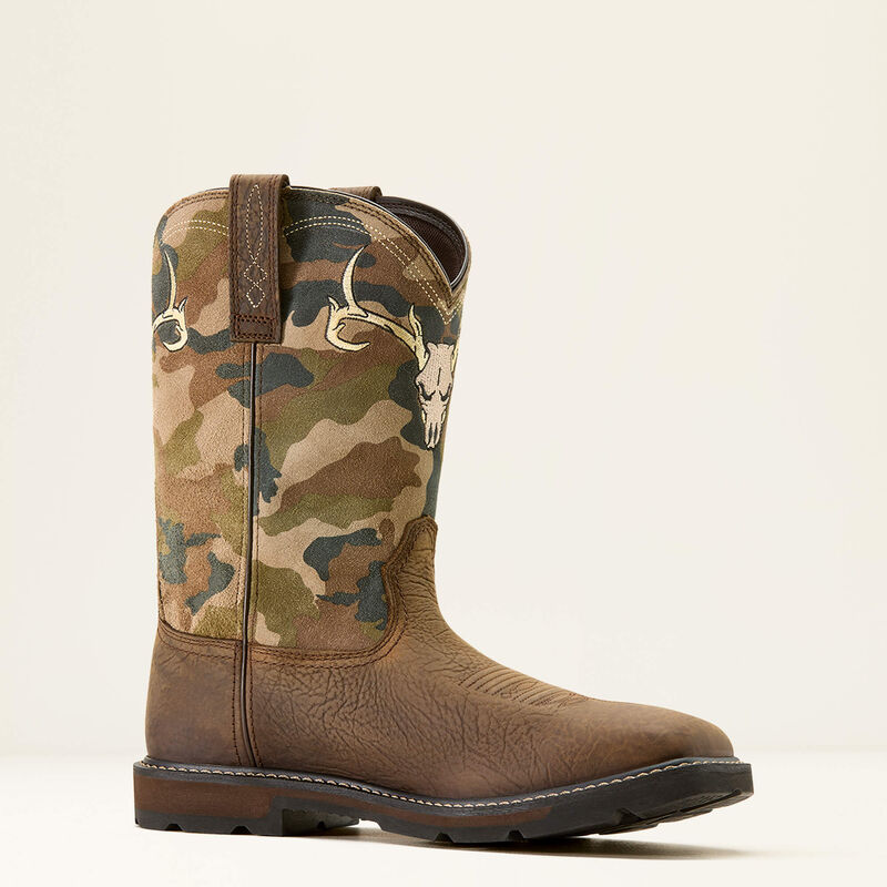Ariat Groundbreaker Antler Waterproof Wide Square Toe Steel Toe Work Boot, 10074287