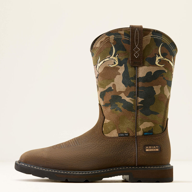 Ariat Groundbreaker Antler Waterproof Wide Square Toe Steel Toe Work Boot, 10074287
