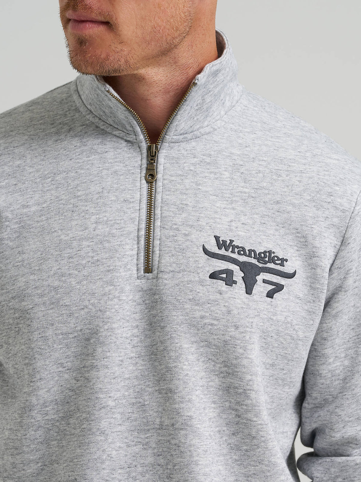Wrangler Men's Longhorn Quarter Zip Pullover, 112384016