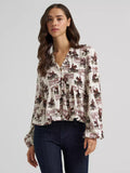 Wrangler Women's Wrangler Ranch Print Juliet Blouse, 112385318