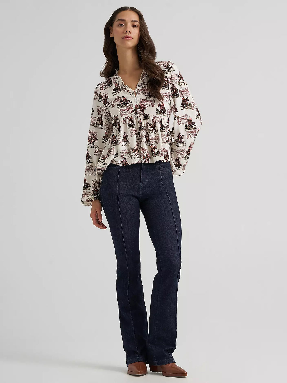 Wrangler Women's Wrangler Ranch Print Juliet Blouse, 112385318