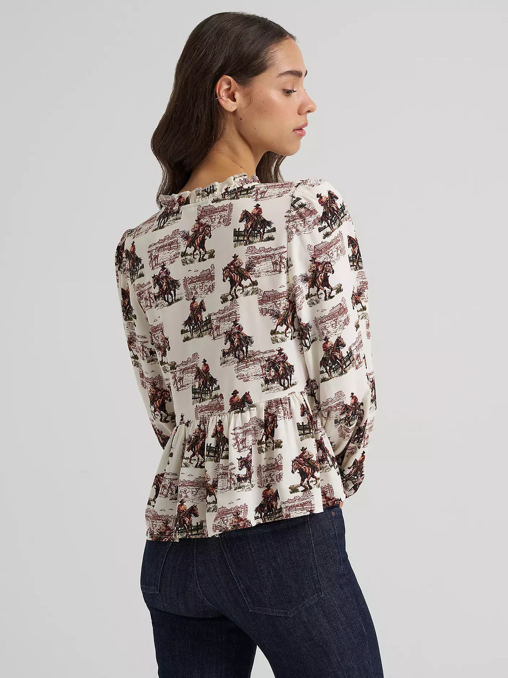 Wrangler Women's Wrangler Ranch Print Juliet Blouse, 112385318