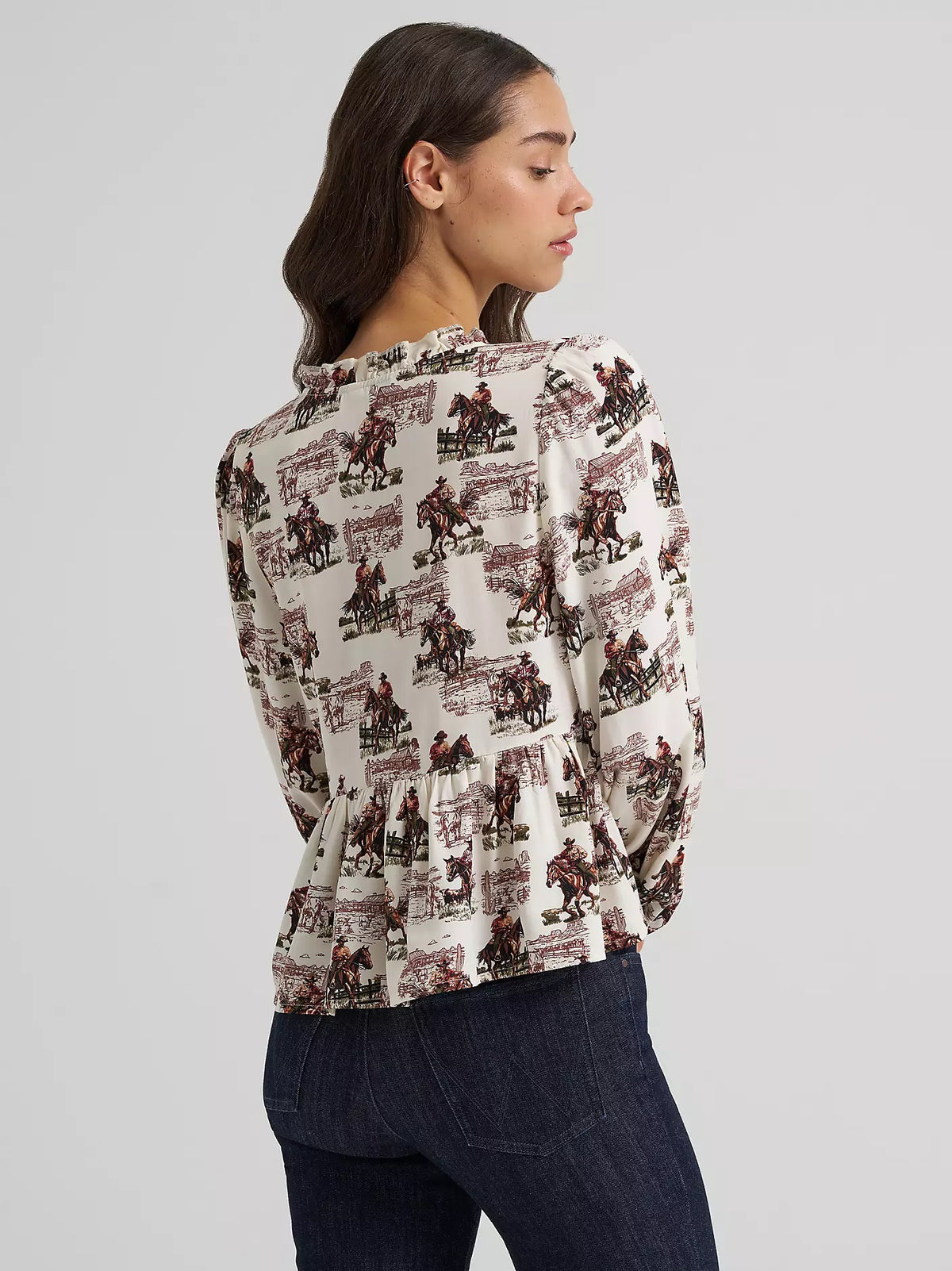 Wrangler Women's Wrangler Ranch Print Juliet Blouse, 112385318
