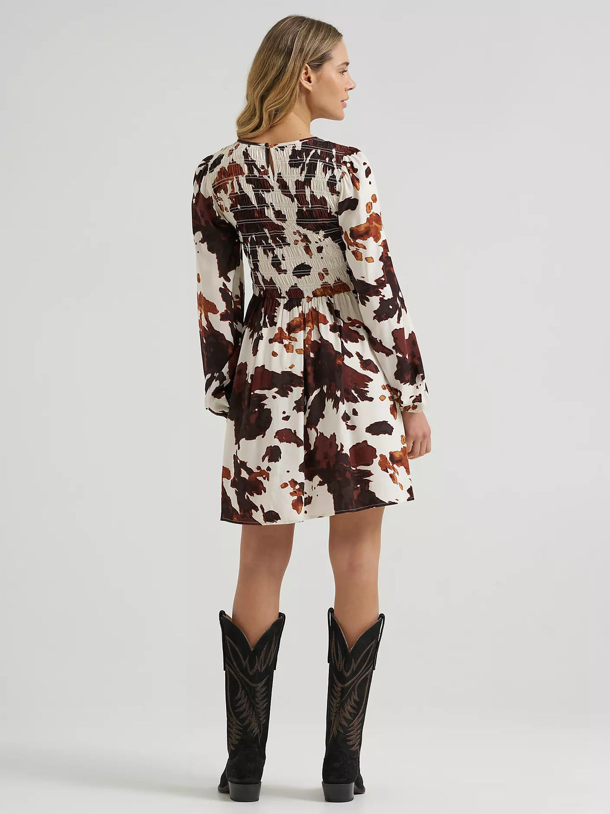 Wrangler Women’s Wrangler Smocked Cow Print Dress, 112385437