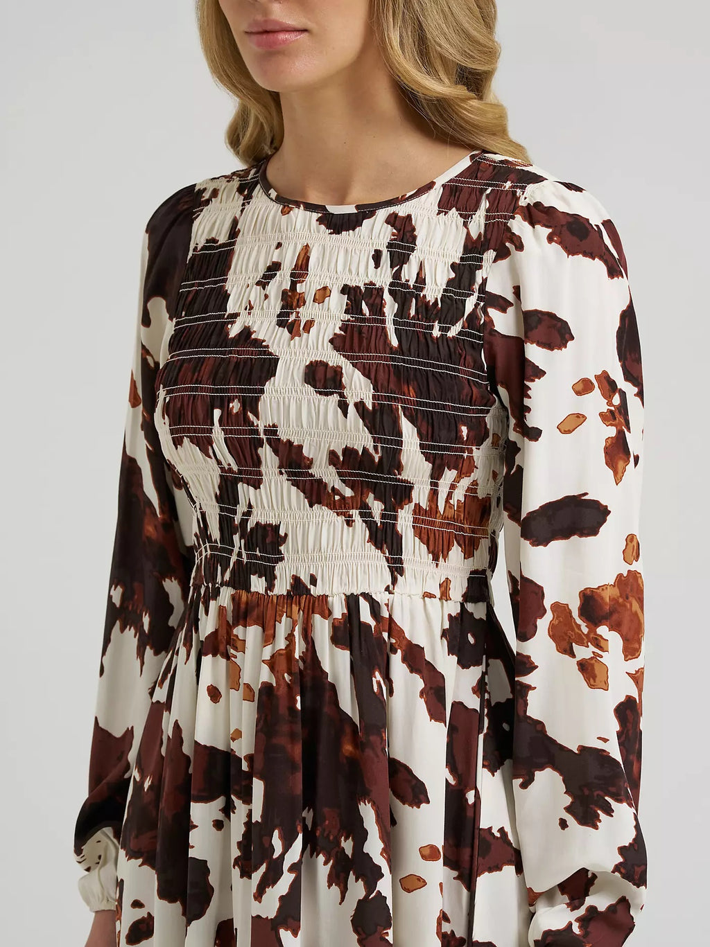 Wrangler Women’s Wrangler Smocked Cow Print Dress, 112385437