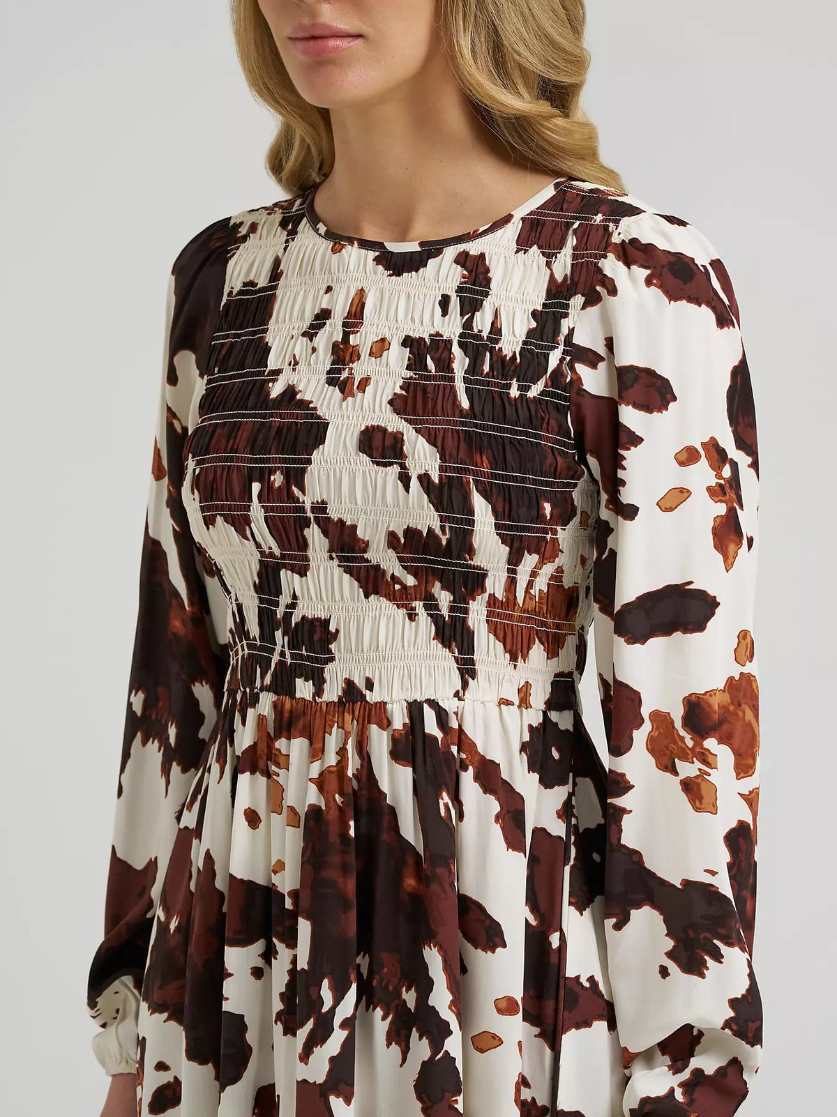 Wrangler Women’s Wrangler Smocked Cow Print Dress, 112385437