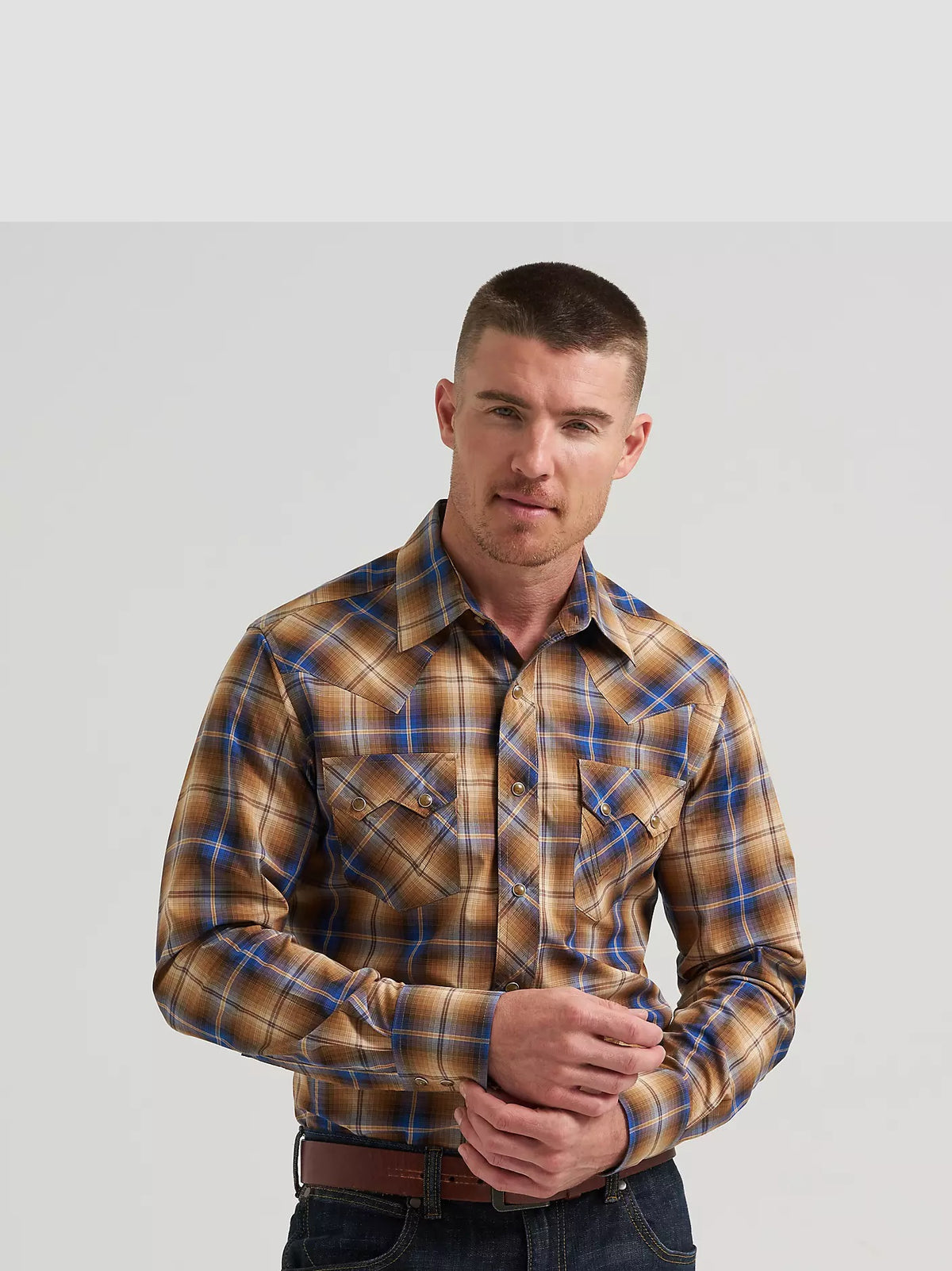 Wrangler® Men's Retro® Long Sleeve Sawtooth Snap Pocket Western Shirt, 112385596
