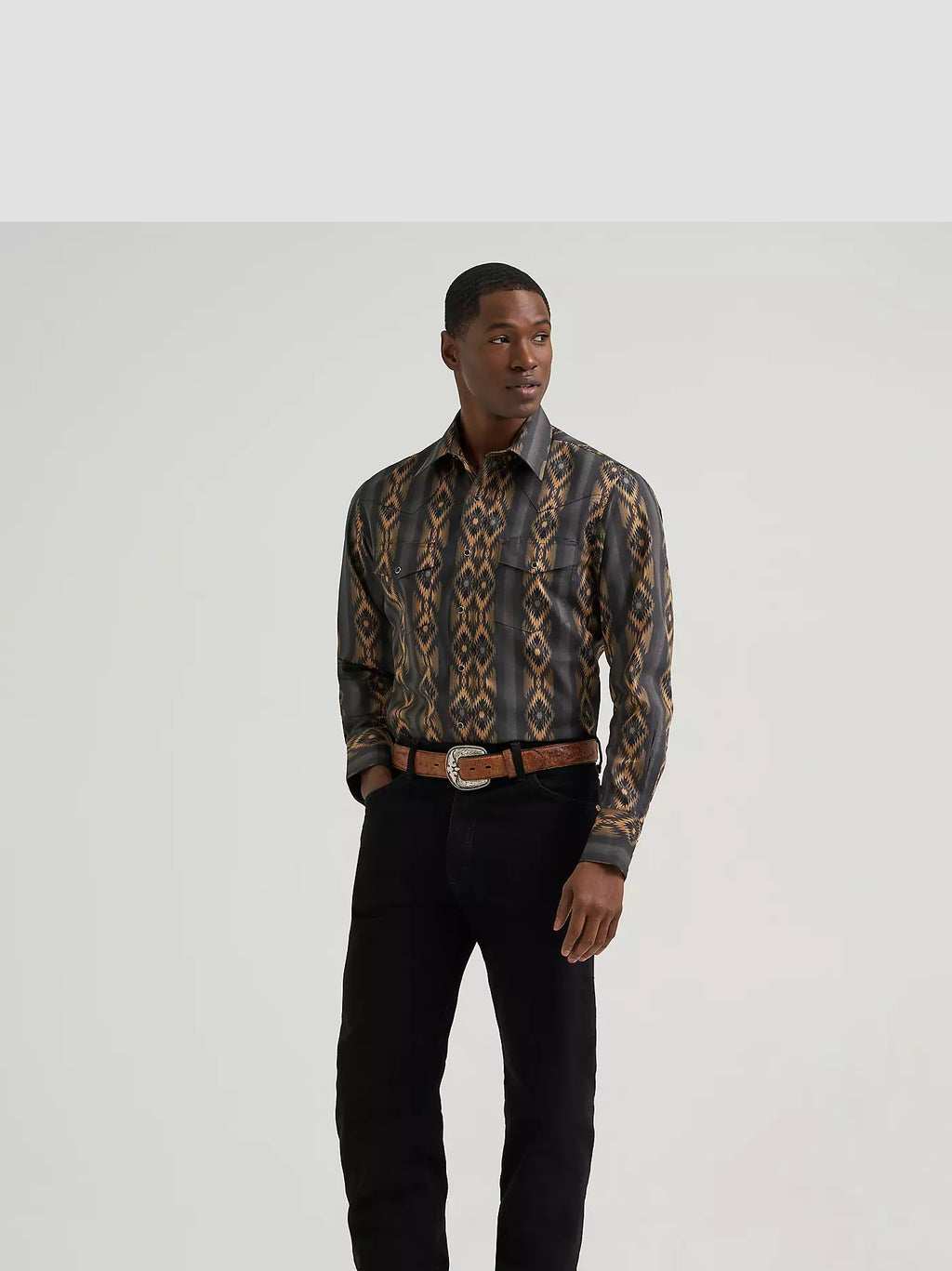 Wrangler® Men's Checotah® Long Sleeve Western Snap Printed Shirt, 112385791