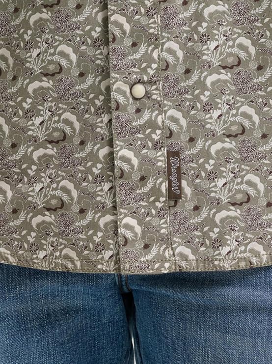 Wrangler Men's Taupe Feather Retro Premium Western Snap Shirt, 2374952