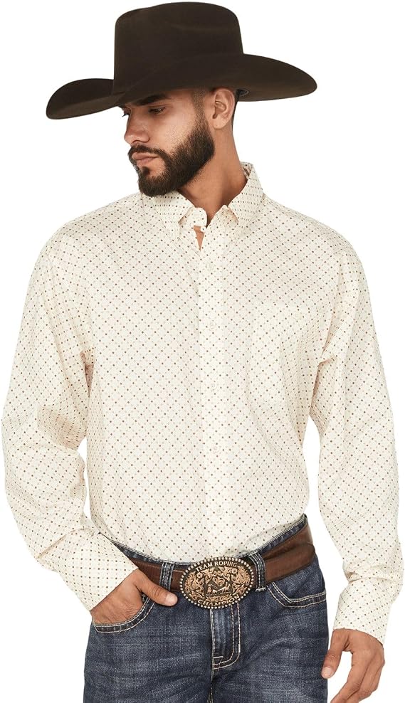 Wrangler Men's George Strait By Men's Geo Print Long Sleeve Button-Down, 2369563