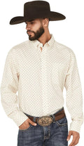 Wrangler Men's George Strait By Men's Geo Print Long Sleeve Button-Down, 2369563
