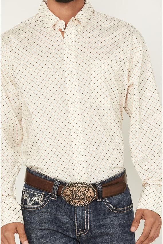 Wrangler Men's George Strait By Men's Geo Print Long Sleeve Button-Down, 2369563