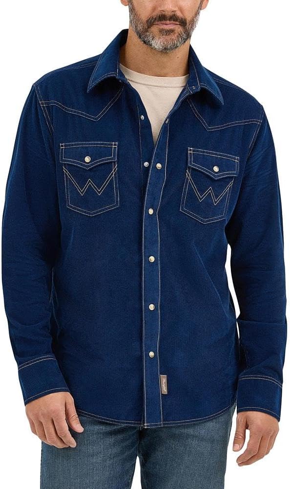 Wrangler Men's Navy Corduroy Retro Shirt, 2369588