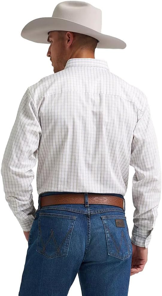 Wrangler Men's Cody Johnson White & Yellow Plaid Shirt, 2374475