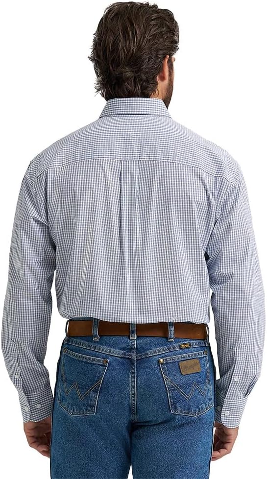 Wrangler George Strait Men's Blue Plaid Western Shirt, 2374605