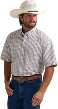 Wrangler Men's George Strait Grey Plaid Short Sleeve Shirt, 2374609