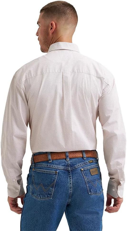 Wrangler Men's George Strait Peach & Grey Shirt, 2374612