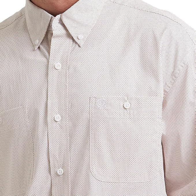 Wrangler Men's George Strait Peach & Grey Shirt, 2374612
