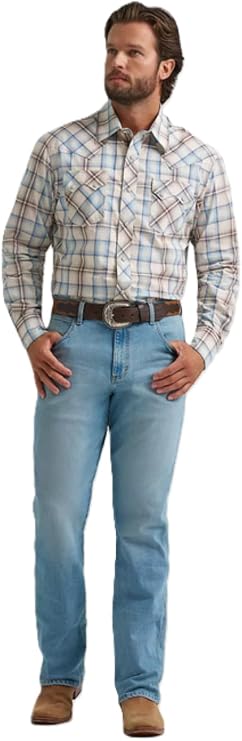 Wrangler Men's Historic Tan Retro Long Sleeve Western Snap Shirt, 2374742