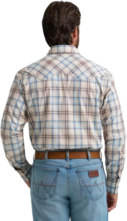 Wrangler Men's Historic Tan Retro Long Sleeve Western Snap Shirt, 2374742