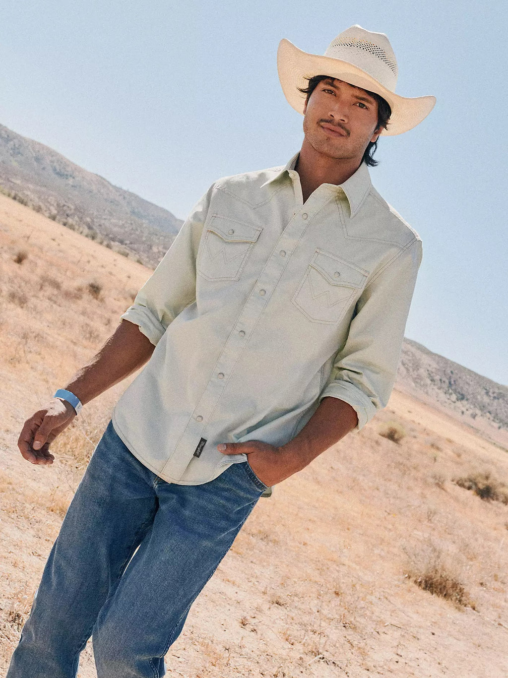 Wrangler Men's Mint Green Retro® Premium Western Snap Solid Shirt, 2378802