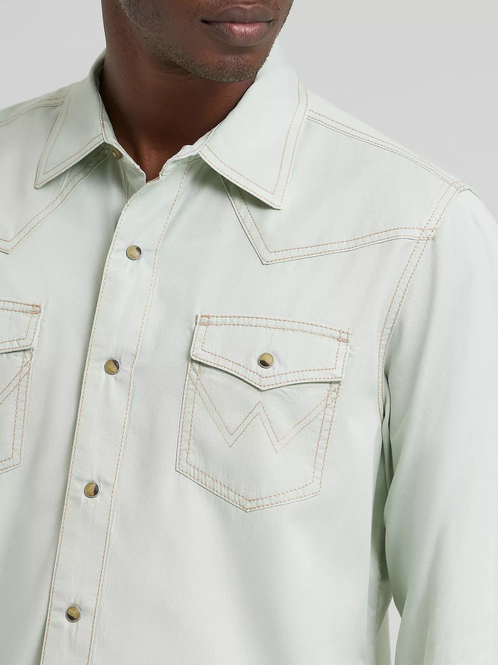 Wrangler Men's Mint Green Retro® Premium Western Snap Solid Shirt, 2378802