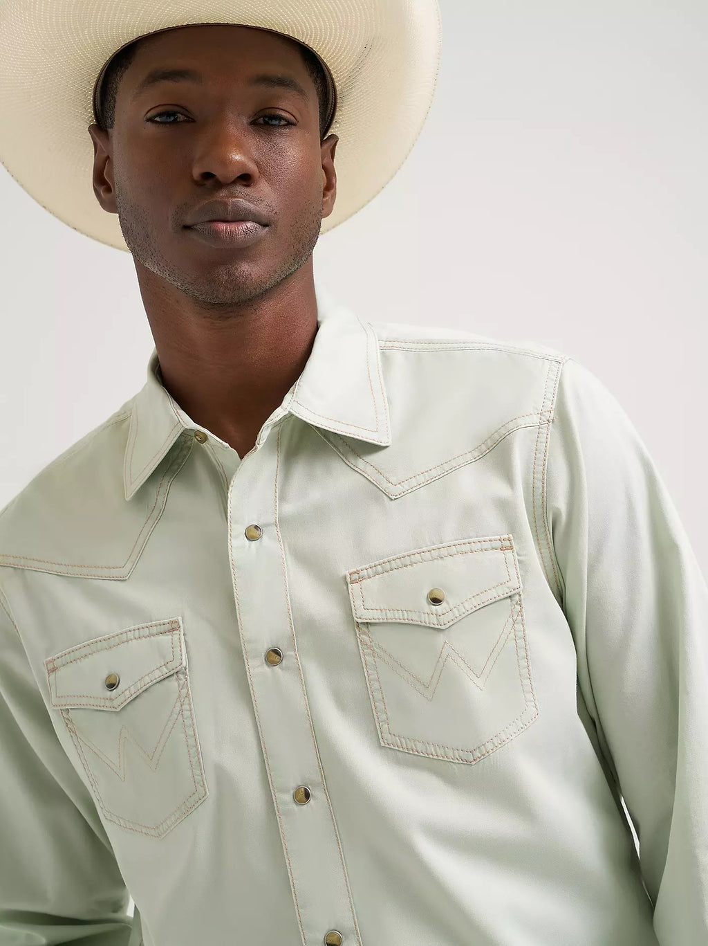 Wrangler Men's Mint Green Retro® Premium Western Snap Solid Shirt, 2378802