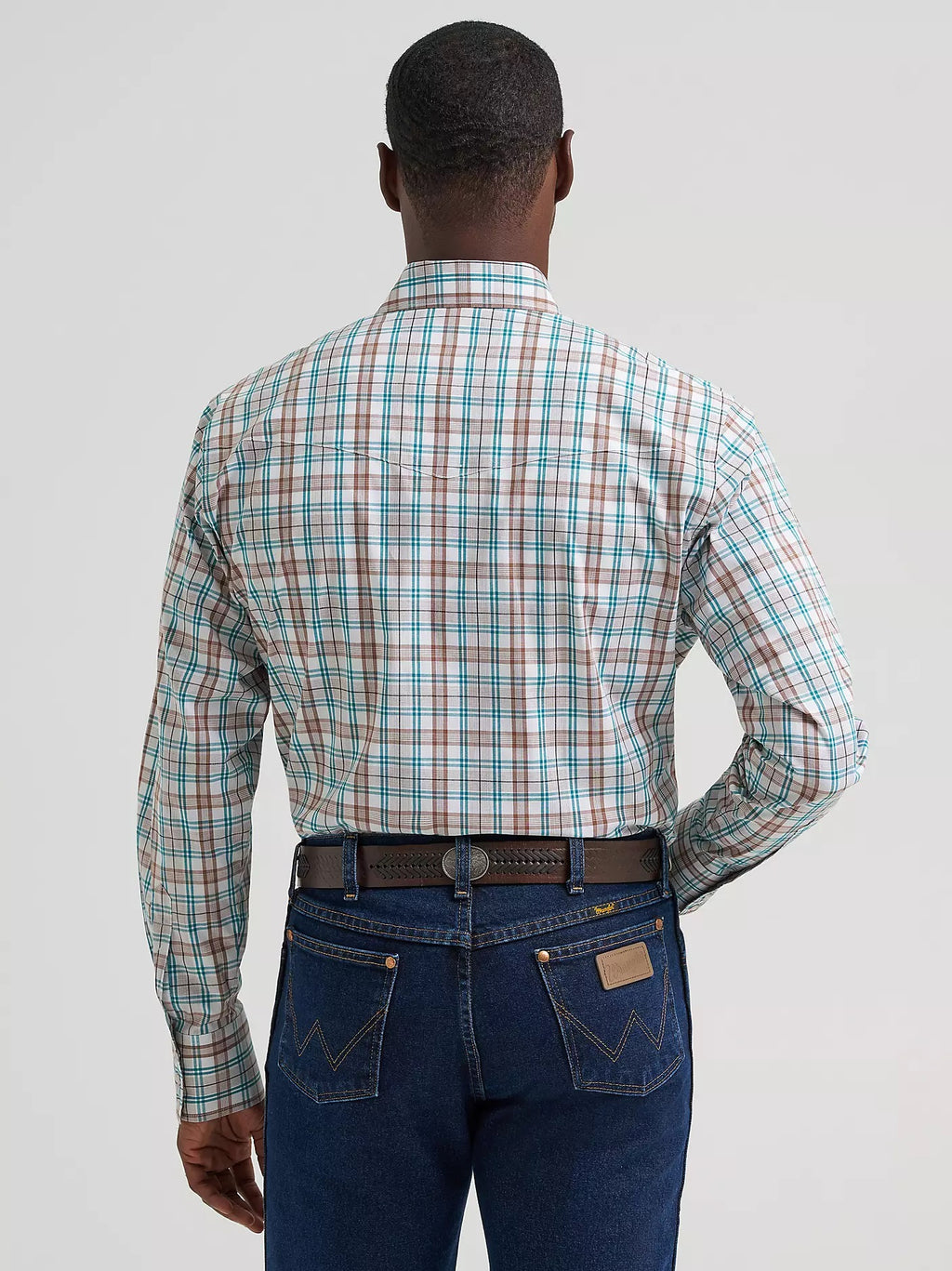 Wrangler Men's Wrinkle Resist Long Sleeve Western Snap Plaid Shirt, 2379034