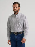 Wrangler® George Strait™ Long Sleeve Button Down Two Pocket Shirt, Charcoal Madras 2379055