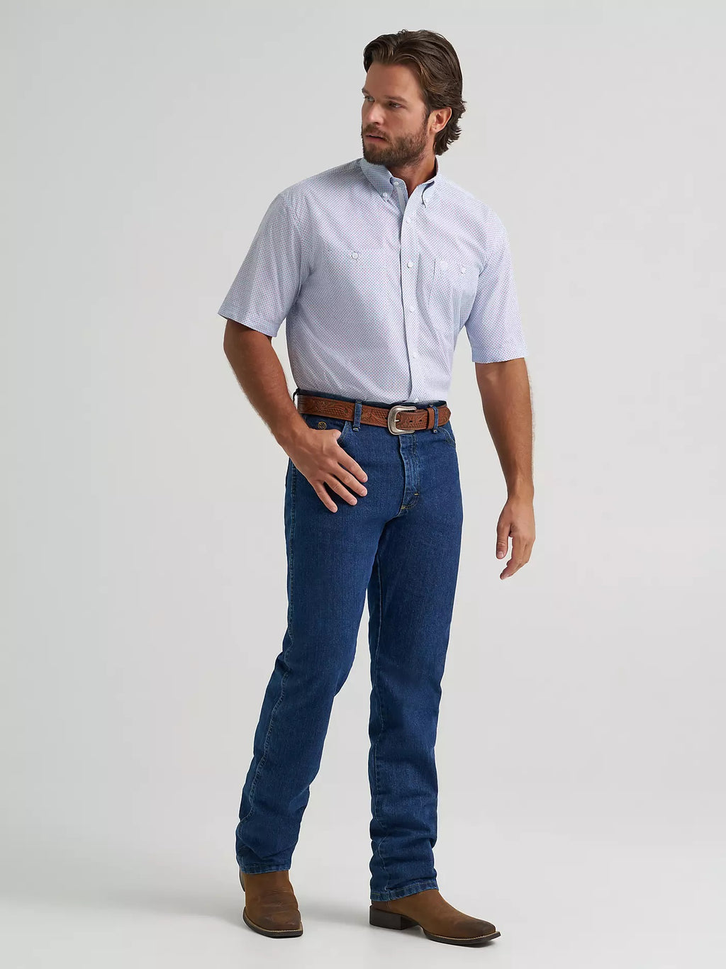 Wrangler® George Strait™ Short Sleeve Two Pocket Button Down Shirt, Red Dot 2379059