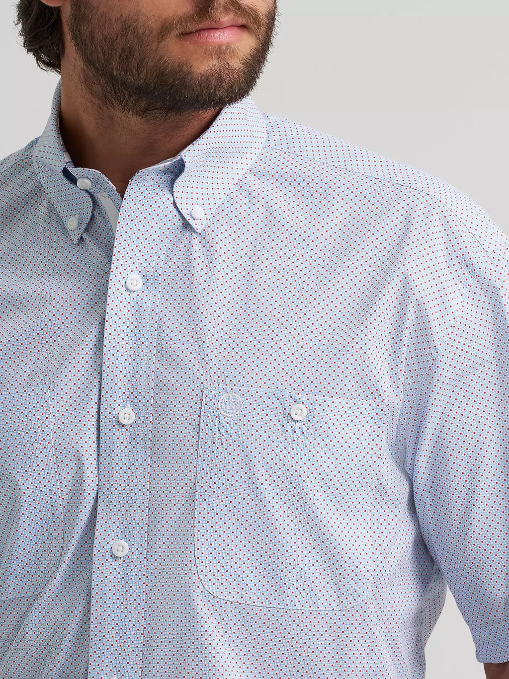 Wrangler® George Strait™ Short Sleeve Two Pocket Button Down Shirt, Red Dot 2379059