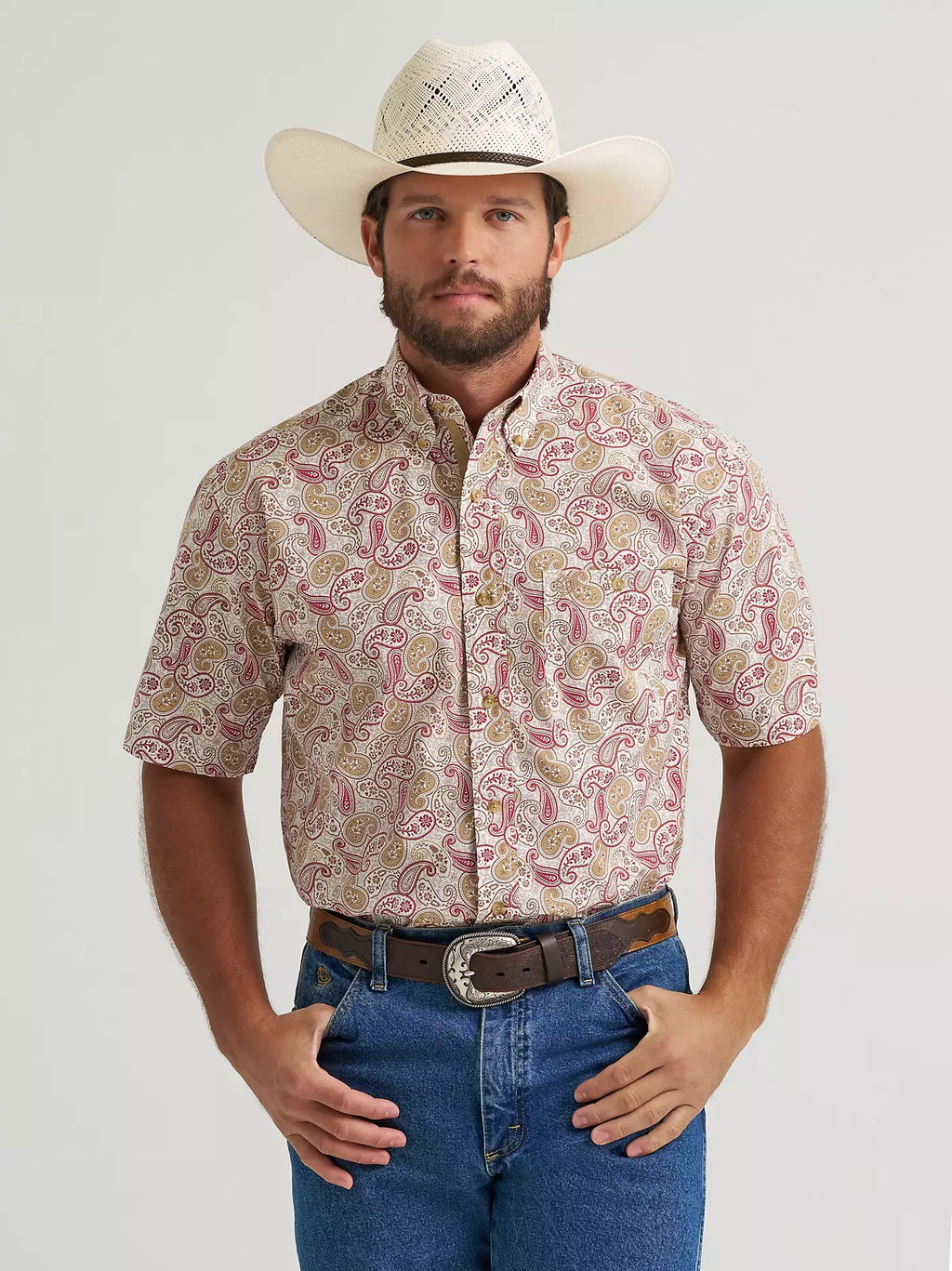 Wrangler® Men's George Strait™ Short Sleeve One Pocket Button Down Shirt, 2379069