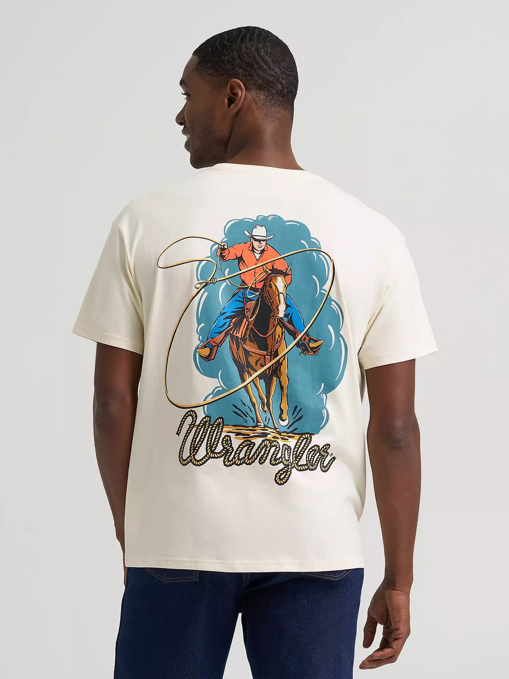 Wrangler Men's Roper Action Graphic T-Shirt, Antique White 383989