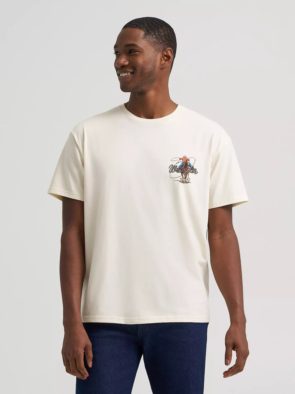 Wrangler Men's Roper Action Graphic T-Shirt, Antique White 383989