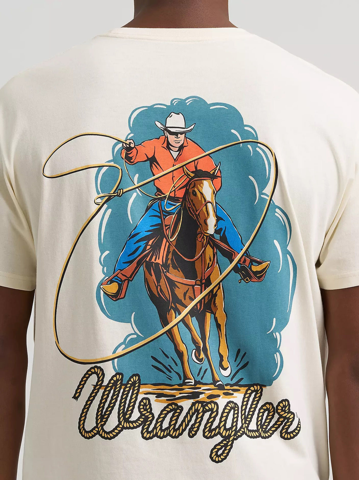 Wrangler Men's Roper Action Graphic T-Shirt, Antique White 383989