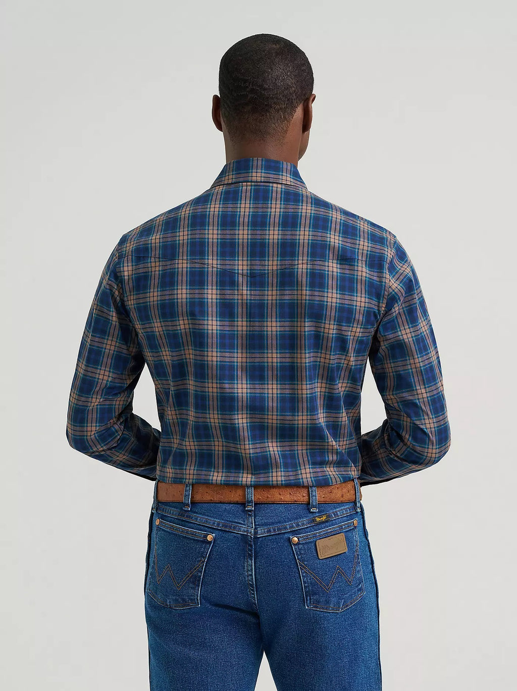 Wrangler Men's Wrinkle Resist Long Sleeve Western Snap Plaid Shirt, 385340