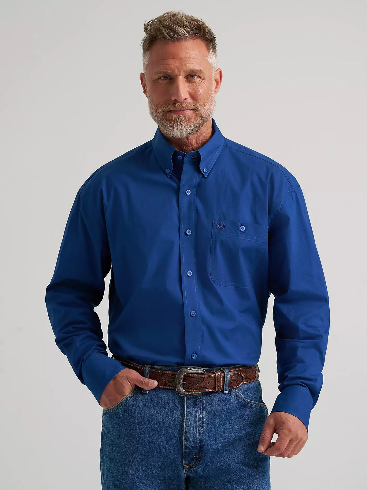 Wrangler Men's George Strait™ Solid One Pocket Button Down Shirt, 385360