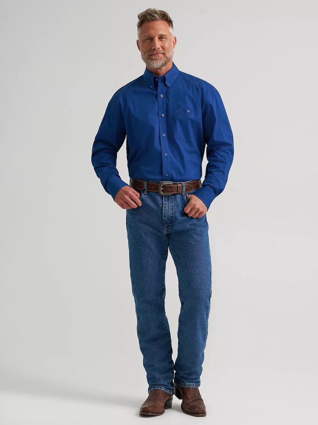 Wrangler Men's George Strait™ Solid One Pocket Button Down Shirt, 385360