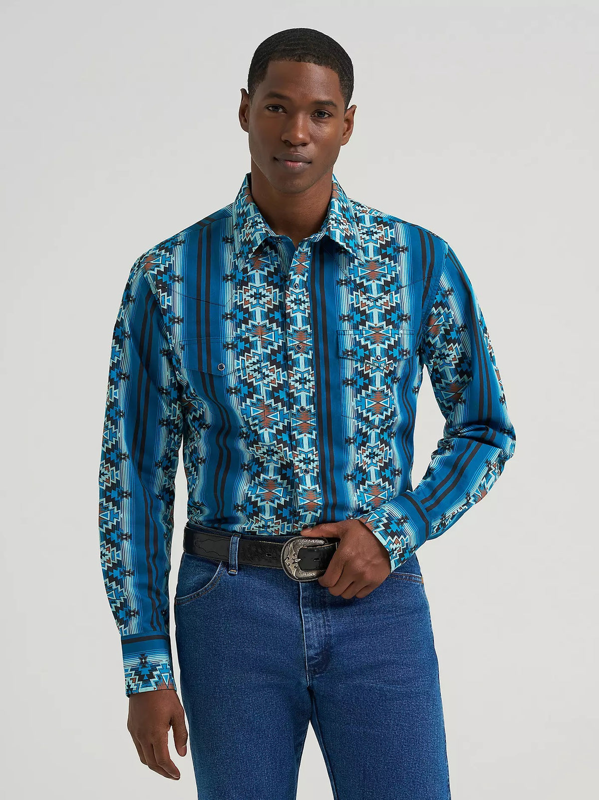 Wrangler Men's Checotah® Long Sleeve Western Snap Printed Shirt, 385792