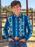 Wrangler Boy's Checotah Long Sleeve Western Snap Shirt, 385822
