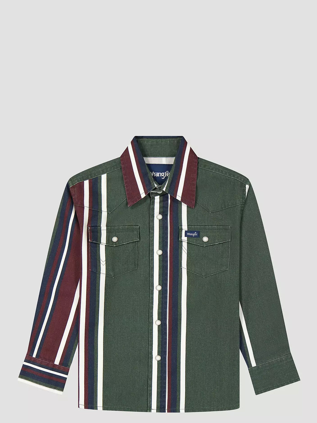 Wrangler Boy's Brushpopper Stripe Western Snap Shirt, 385823